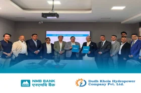एनएमबि बैंकको अगुवाइमा ६५ मेगावाट क्षमताको दुध खोला जलविद्युत आयोजनाको वित्तीय व्यवस्थापन